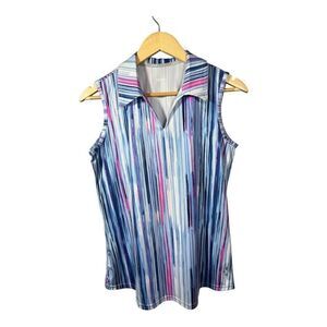 JOFIT Women’s Sleeveless V-Neck Tennis/Athletic Top Blue/Pink Size Medium